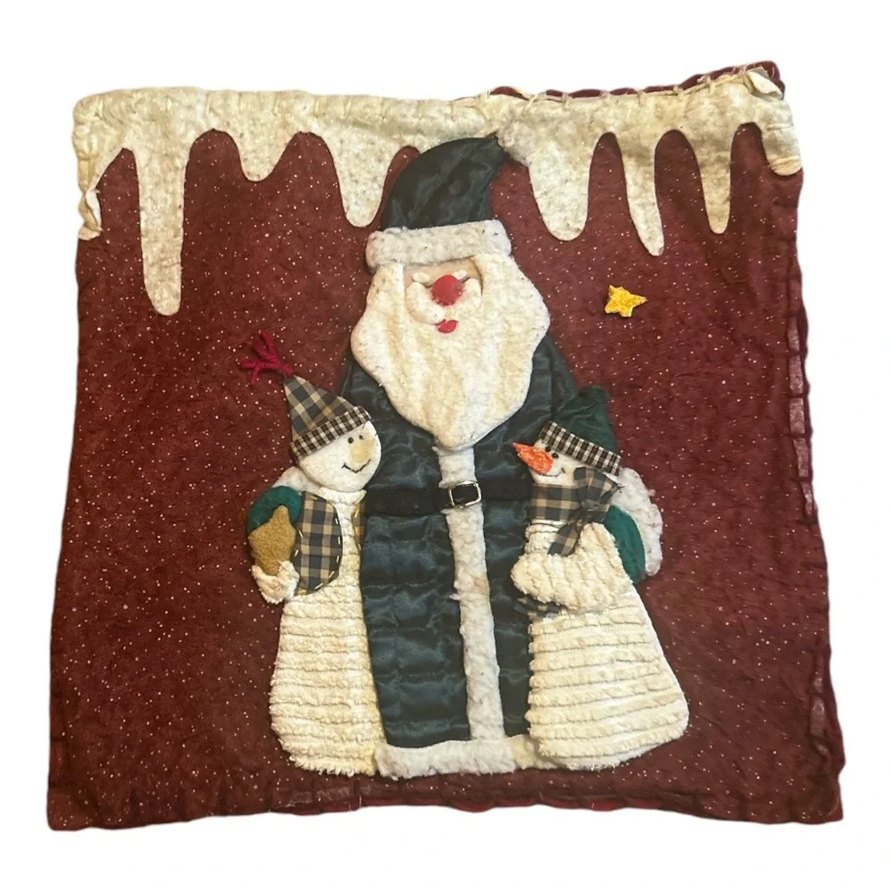 Christmas Santa Claus and Snowman Pillow Cover Bundle Set of 2